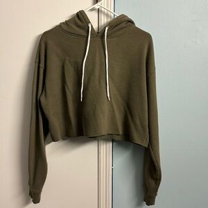 Olive Green Cropped Hoodie
